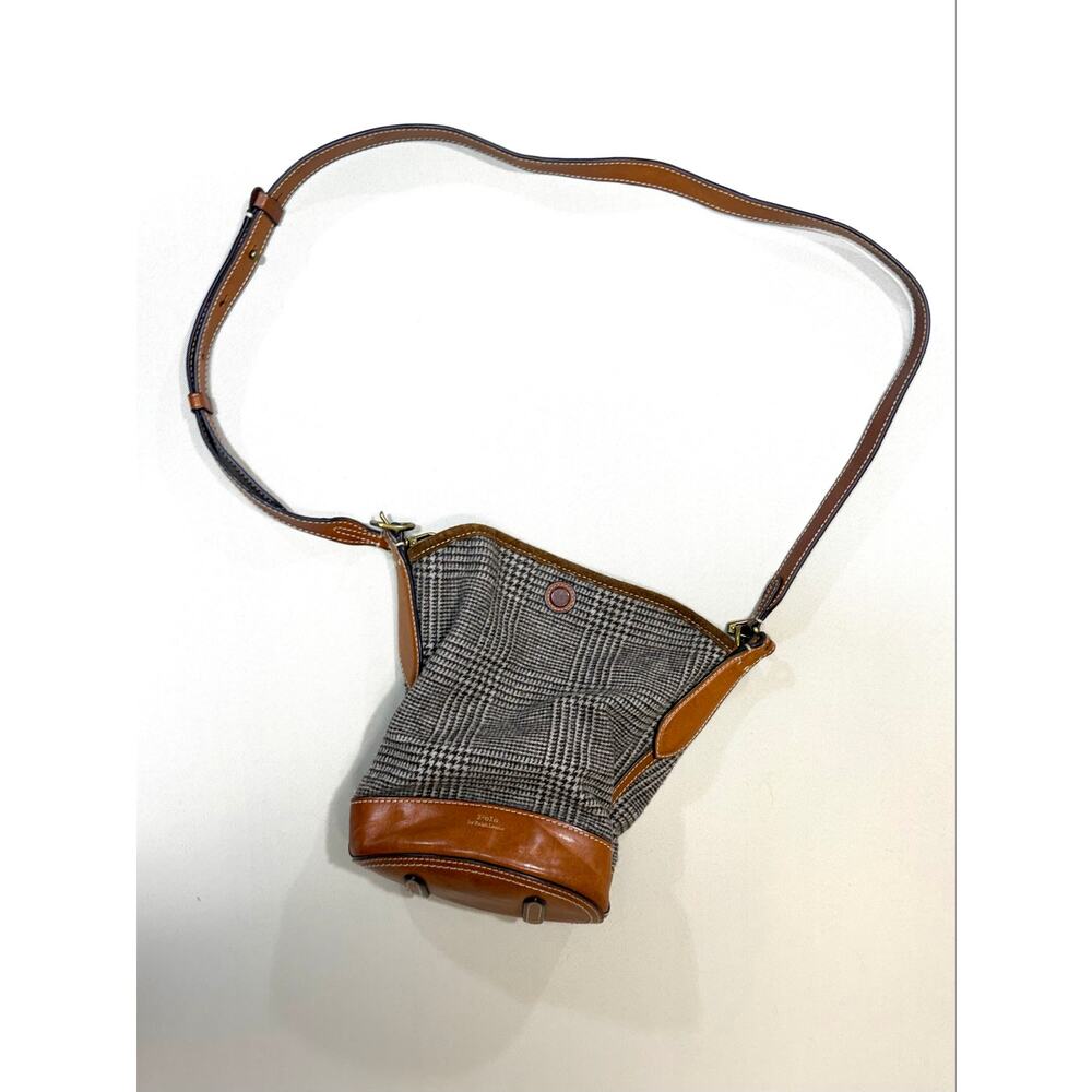 Polo Ralph Lauren Accessories Wool Glen Plaid & Suede Bucket Bag - Picture 2 of 8